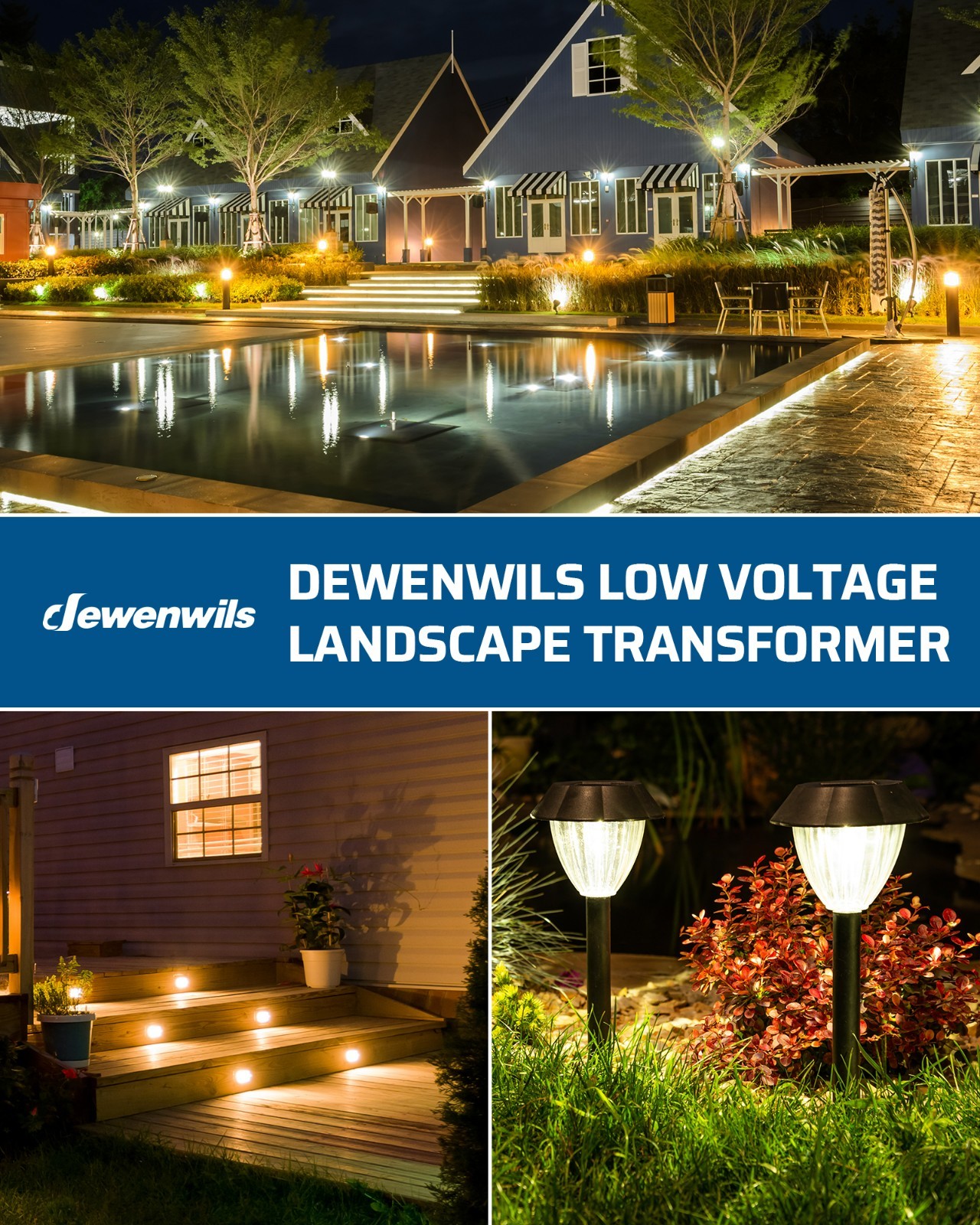 DEWENWILS 300W Low Voltage Landscape Transformer with Photocell & Timer 12V/15V