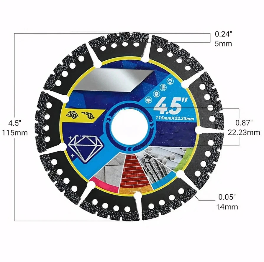 3pcs Diamond Multi-Purpose Saw Blades,4.5 Inch Heavy Duty Diamond Cutting Blades