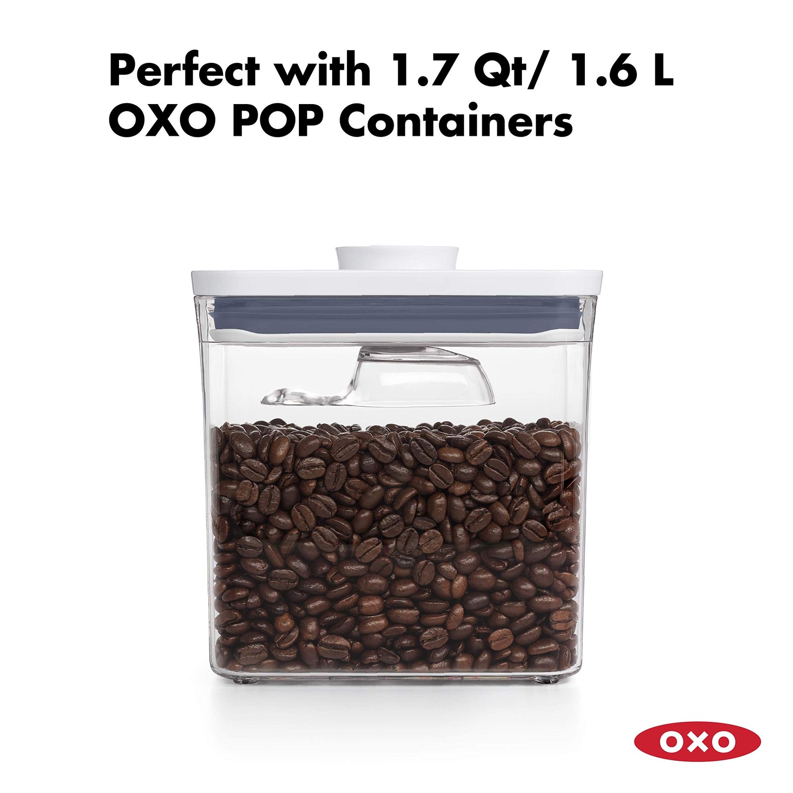 OXO POP Coffee Scoop | 2 T Capacity | BPA Free | Dishwasher Safe | 1.7 Qt | 1 lb