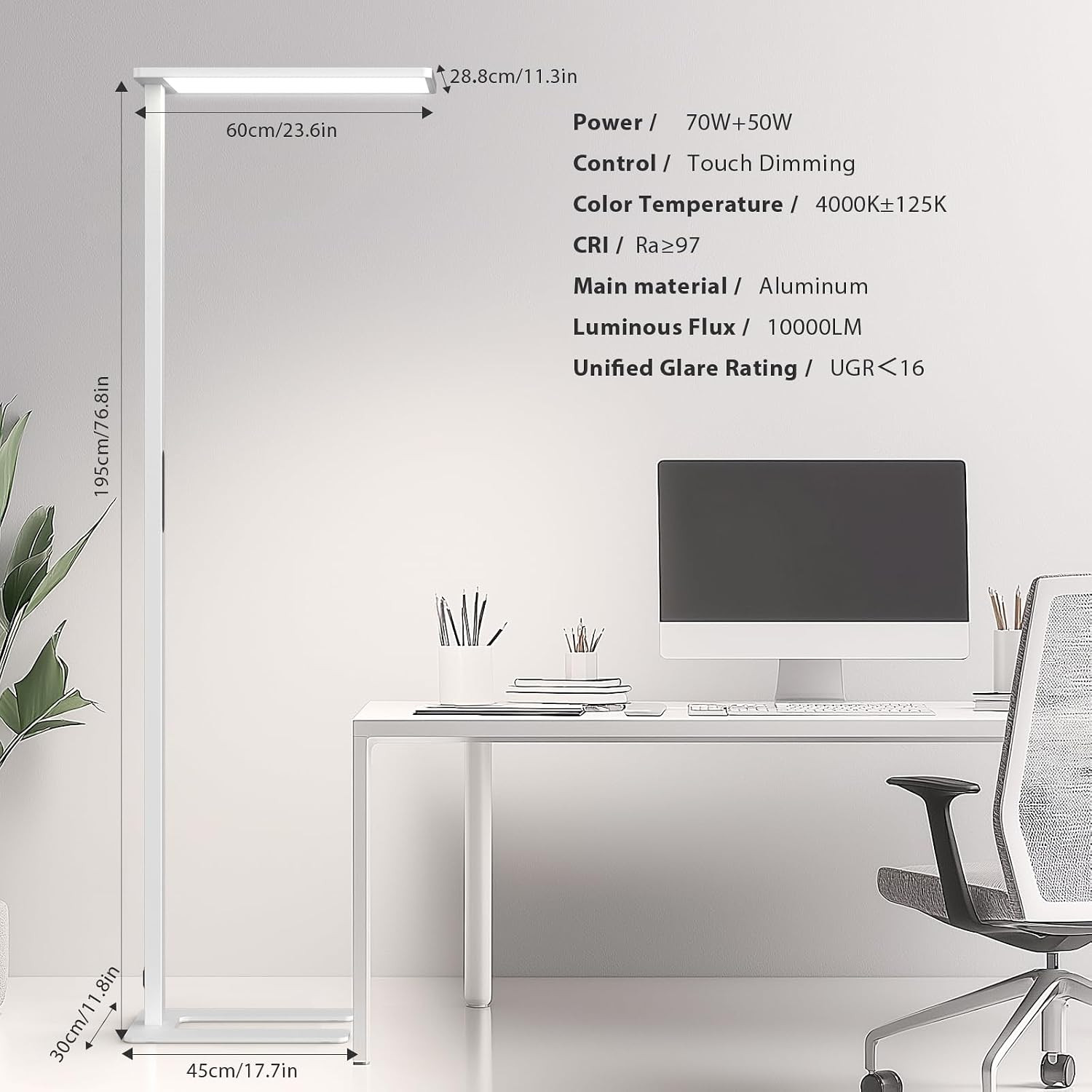 Super Bright 120W LED Floor Lamp – Dimmable 10000LM Eye-Care Light