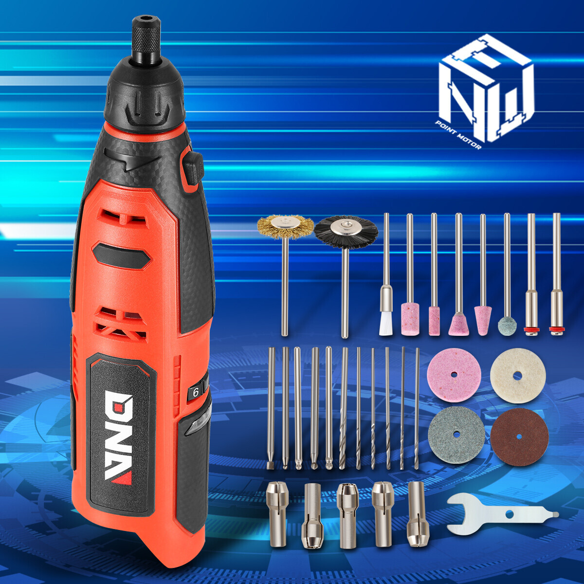 DNA Motoring 12V Electric Mini Grinder Set Grinding Polishing Drilling Tool Red