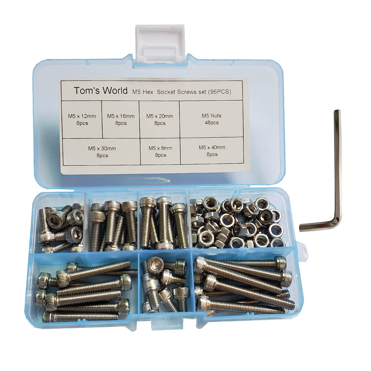 Hex Socket Head Cap Bolts Nuts Screws Assortment Set 304 M5 Kit