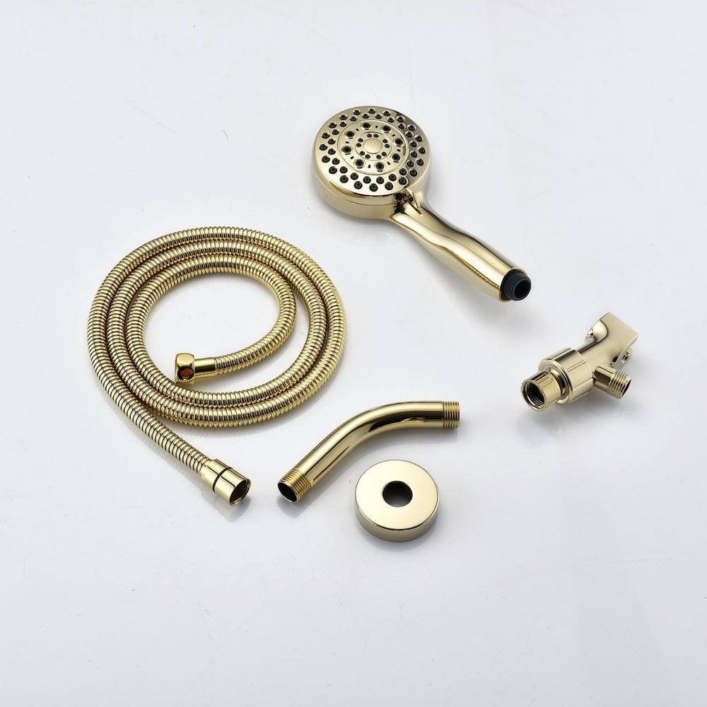 3.5 in. Wall Mount Handheld Shower Head with Hose in Polished Golden