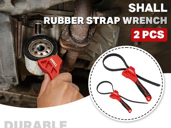 SHALL 2 pcs Strap Wrench Set 4″ & 6″ Non Slip Rubber for Oil Filter Water Filter