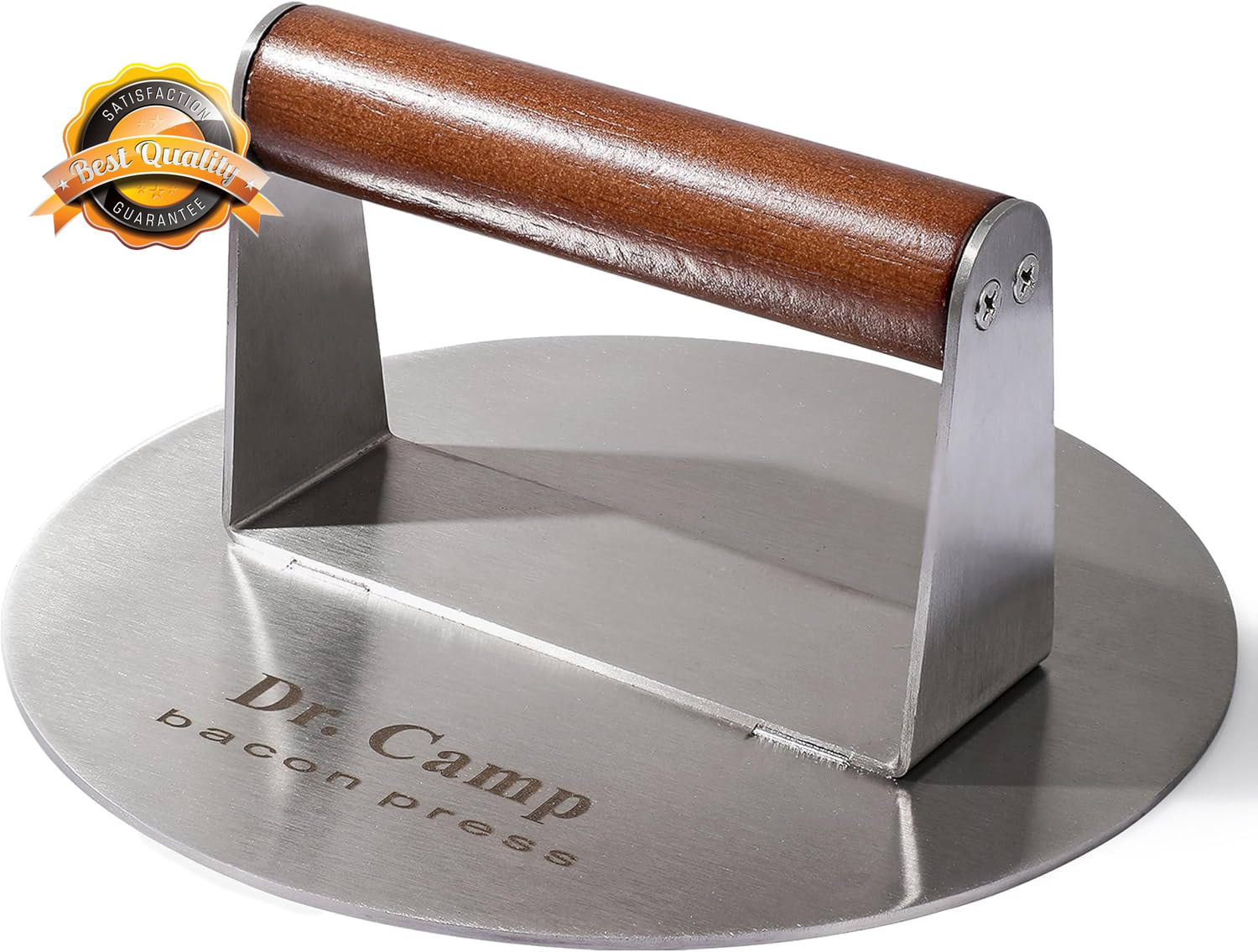 Stainless Steel Smash Burger Press Smasher Bacon Meat Griddle Wood 7in