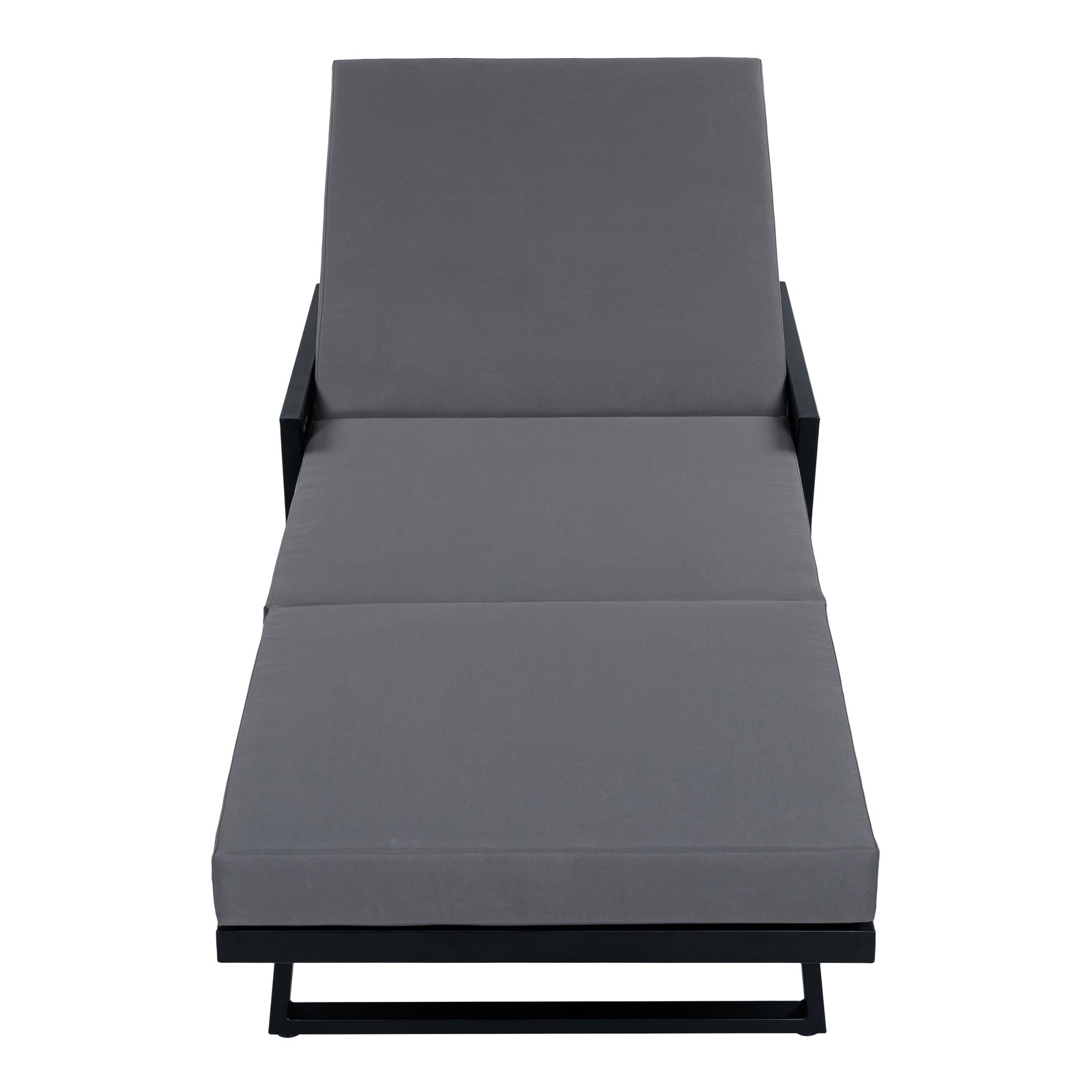 All-Black Chaise Lounge with 4″ Thick Dark Grey Cushion, 400 LBS Capacity