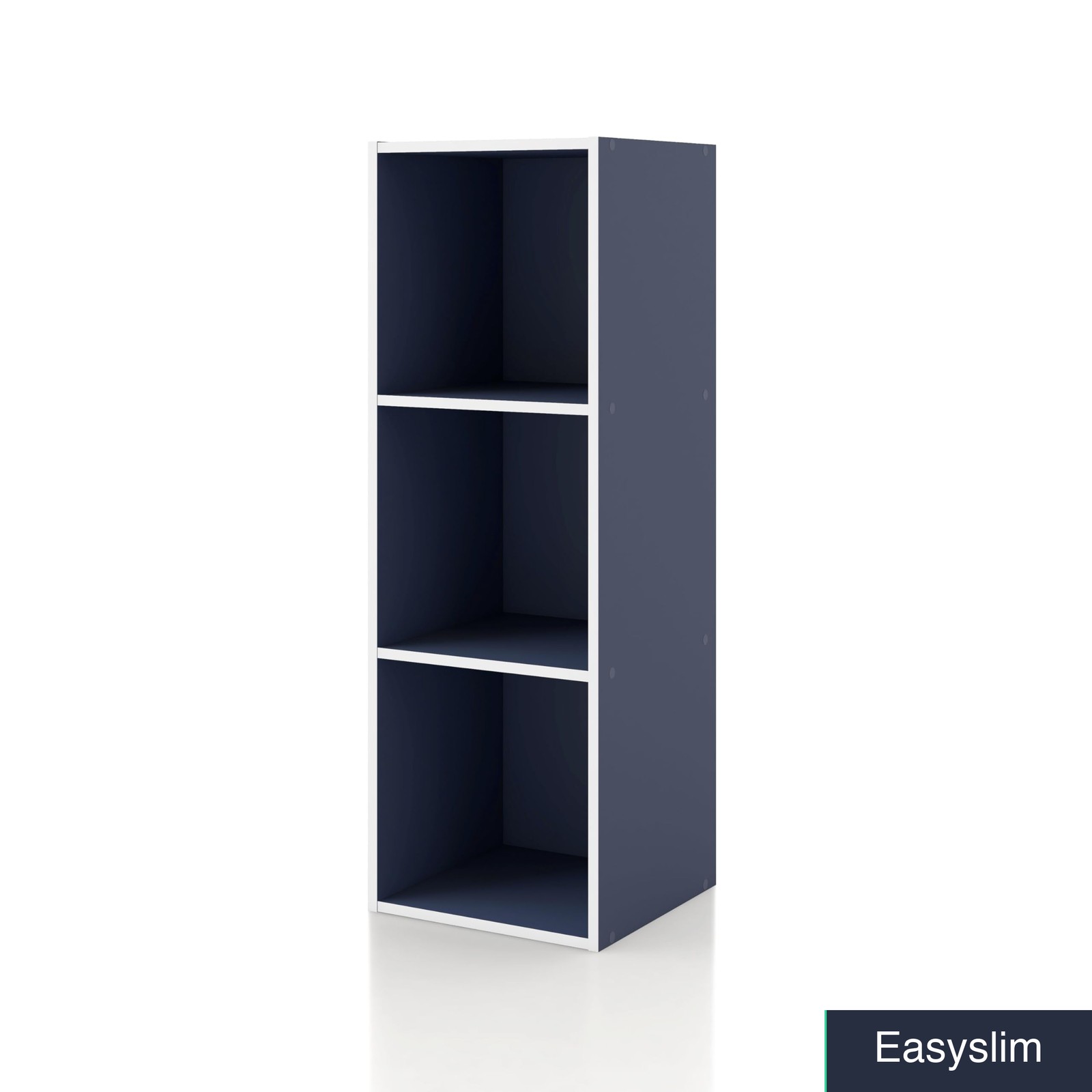 3-Cube Stackable Storage Organizer Bookcase Steel Blue Engineered Wood