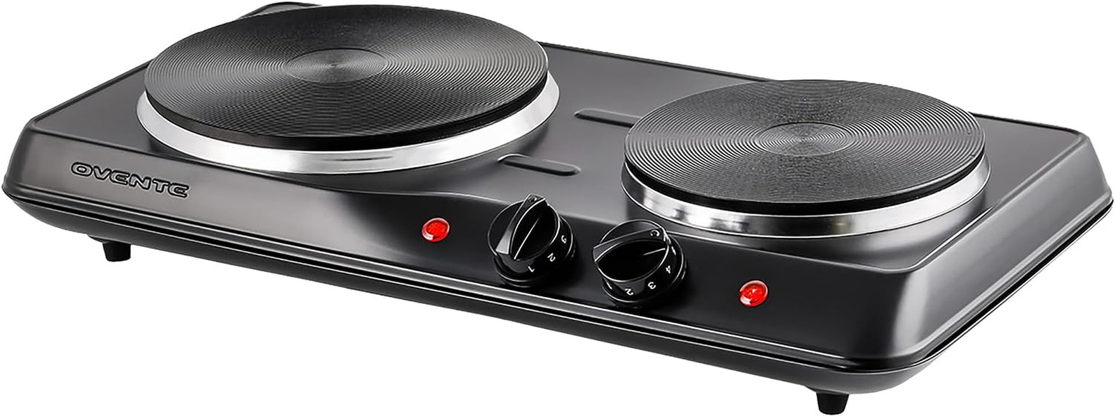 Electric Countertop Double Burner, 1700W Cooktop with 7.25″ and 6.10″ Cast Iron