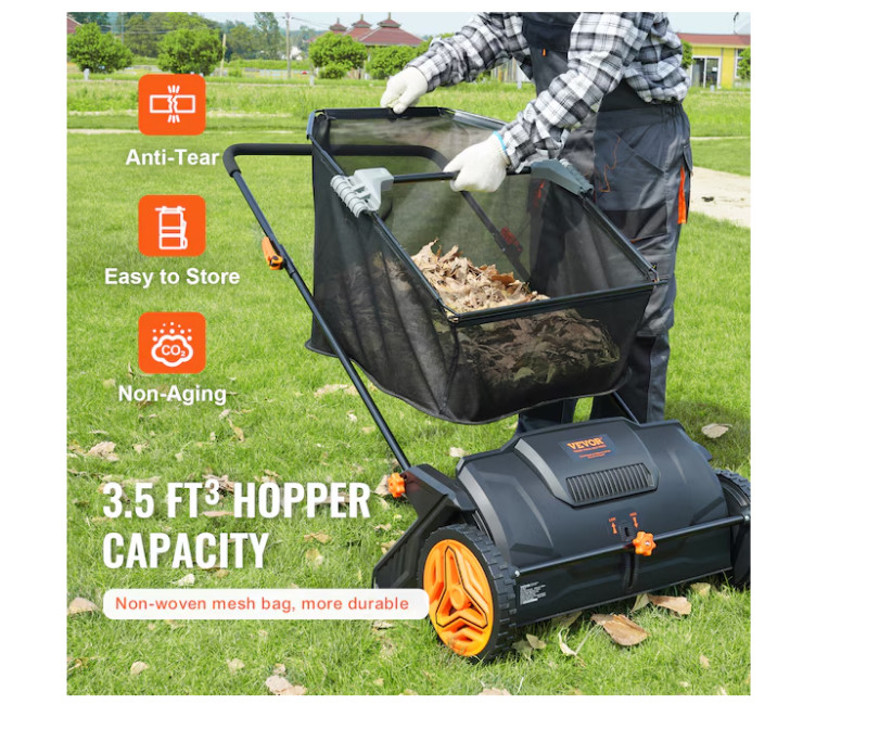[ BIG SALE ] VEVOR 21-in 3.5 cu ft Tow Lawn Sweeper