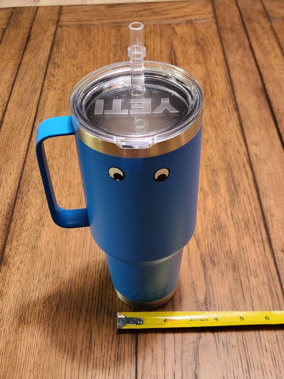 Yeti Rambler 42oz Blue Hand Held Drinking Coffee Mug Cup Wirh Lid + Straw