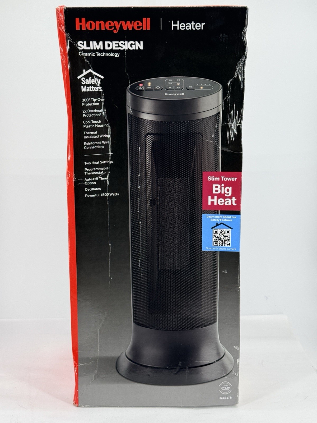 Honeywell Slim Design Ceramic Tower Heater 1500W Digital Oscillation