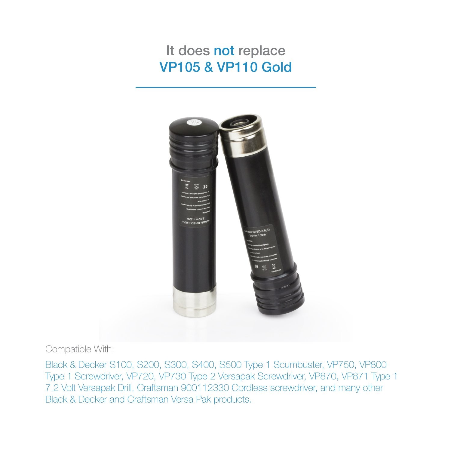 3.6v 1300mAh NiCd Battery for Black & Decker VP100, VP110, VP130, VP143 15199…