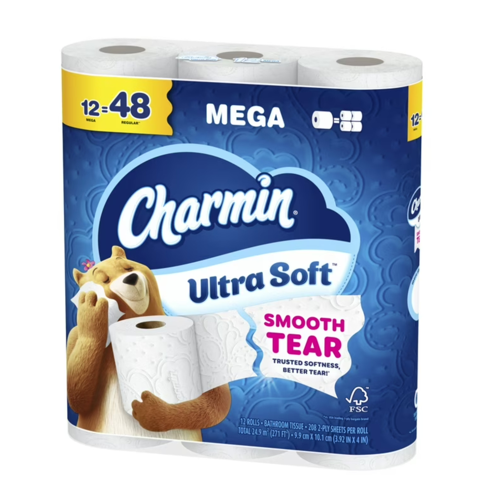 Charmin Ultra Soft Toilet Paper, 12 Mega Rolls, 2-Ply Bath Tissue