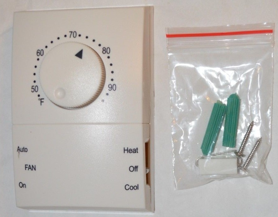 Analog Thermostat – 1 Stage Heating & Cooling – R Y O G – Works with Heat Pump