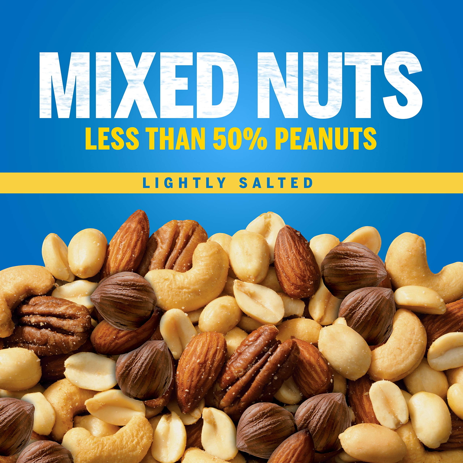 Planters Lightly Salted Mixed Nuts 15 Ounce Kosher Snack Less Than 50 Peanuts