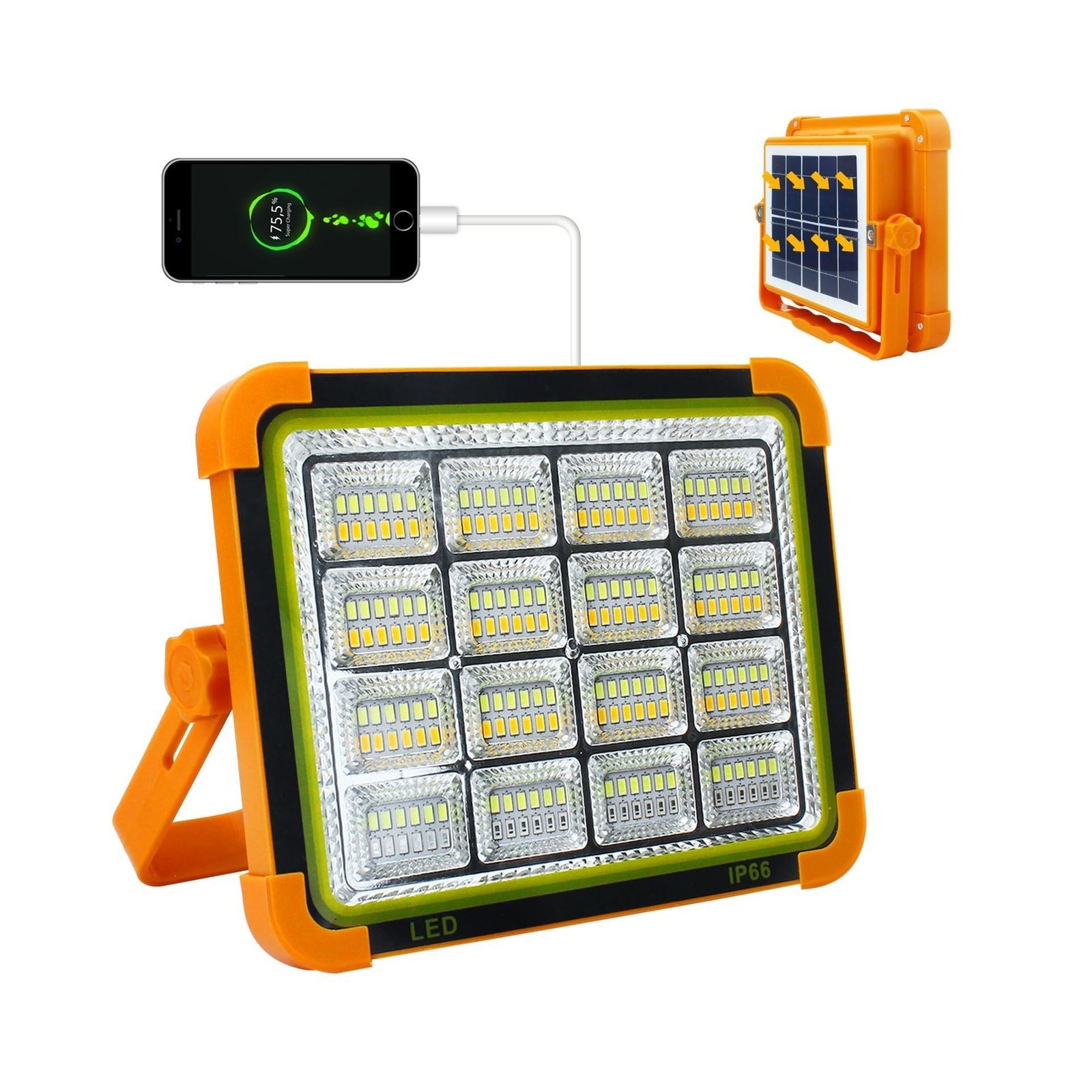 2Pack 288LED Solar Work Light Rechargeable Portable Flood Light for Camping 650W