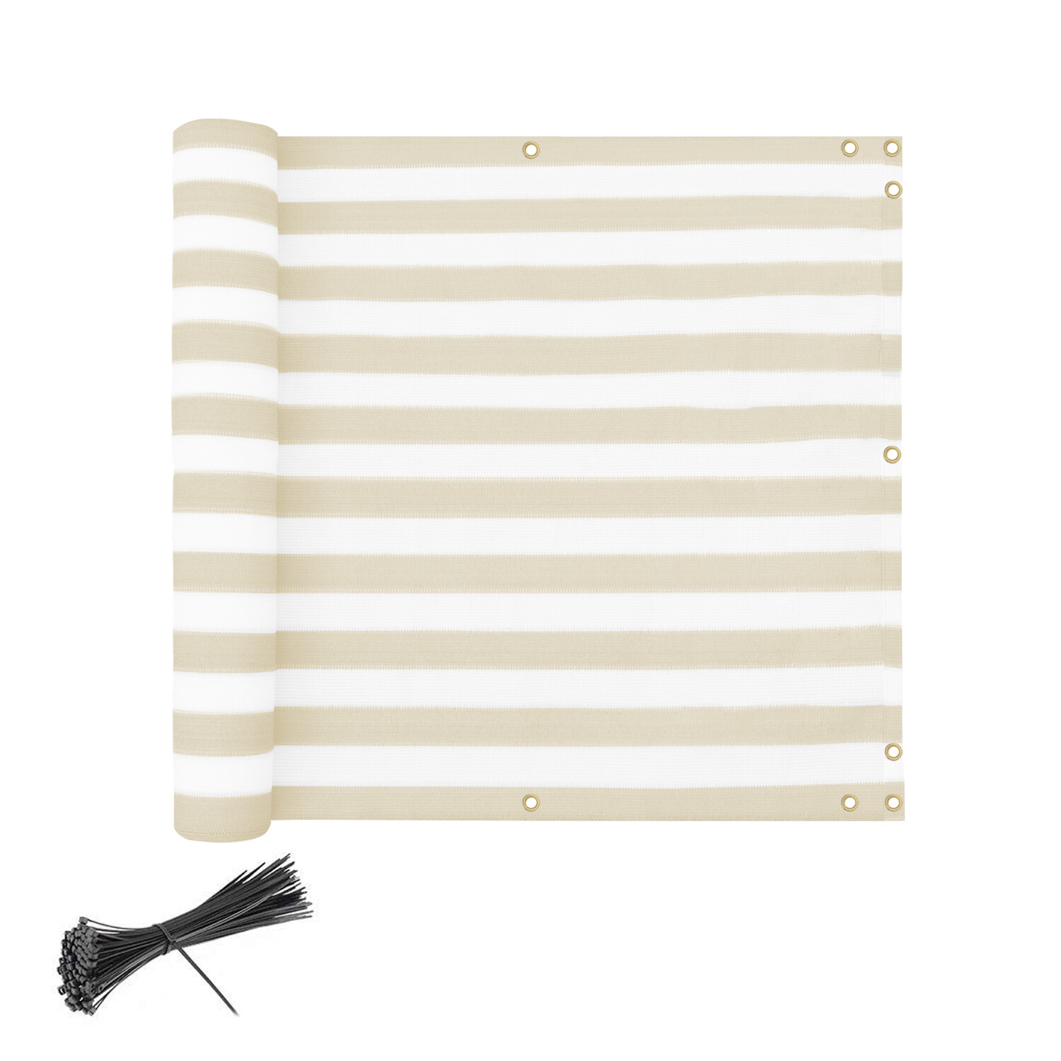 35in Balcony Fence Screen Privacy Deck Patio Shelter Shade Cover Beige Stripe