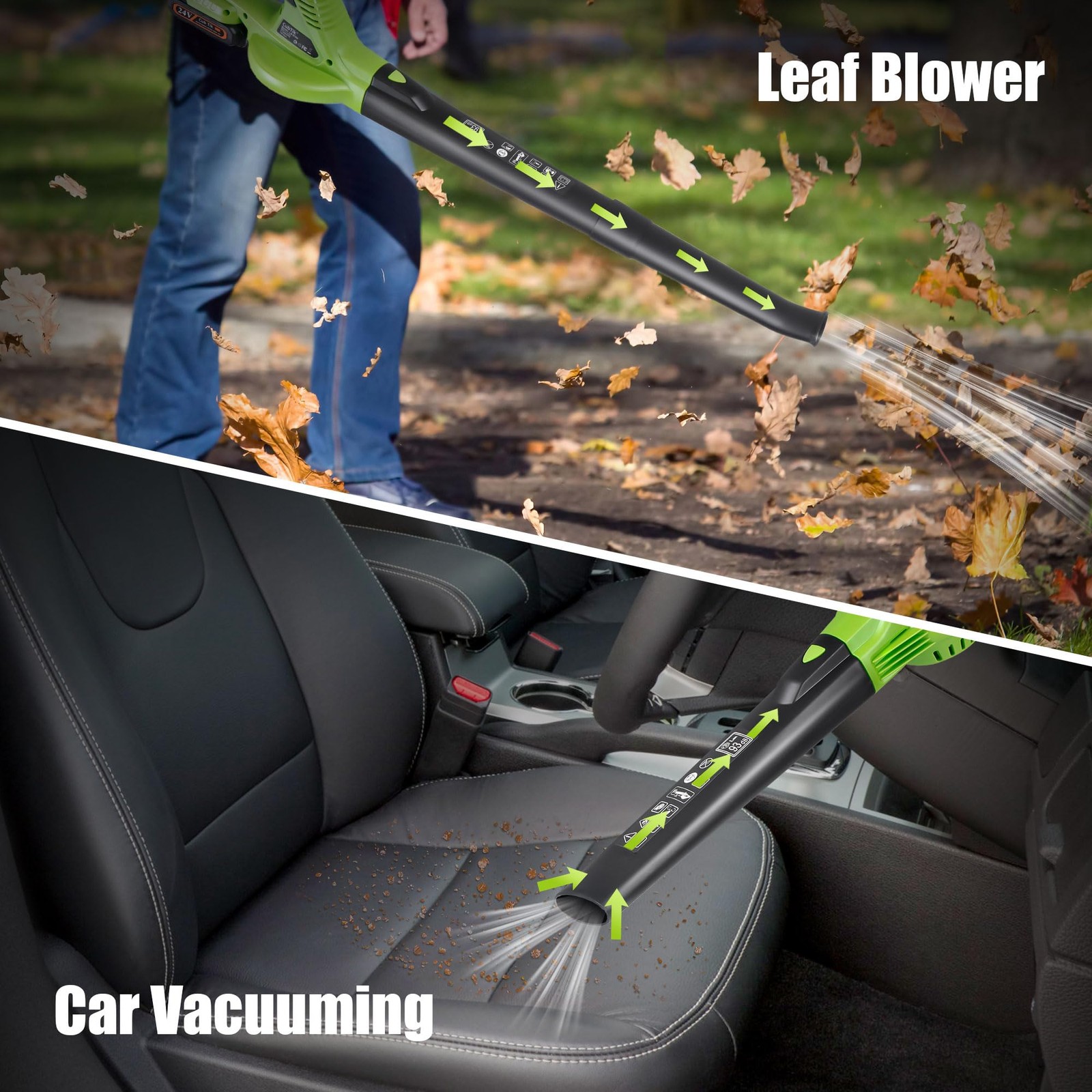 Cordless Leaf Blower 21V Battery Powered 2 Batteries Lawn Patio Yard Cleaner