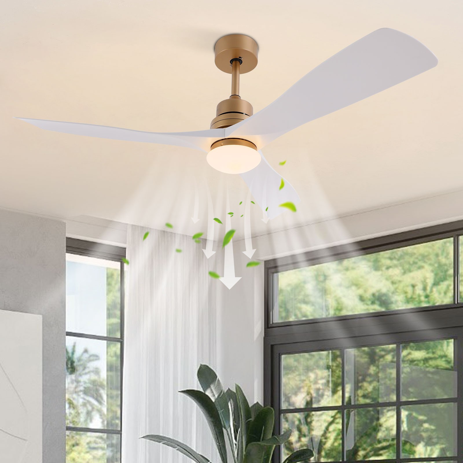 Modern Ceiling Fan Light Quiet 30dB 6 Speed 1/2/4/8H Timer LED with Remote