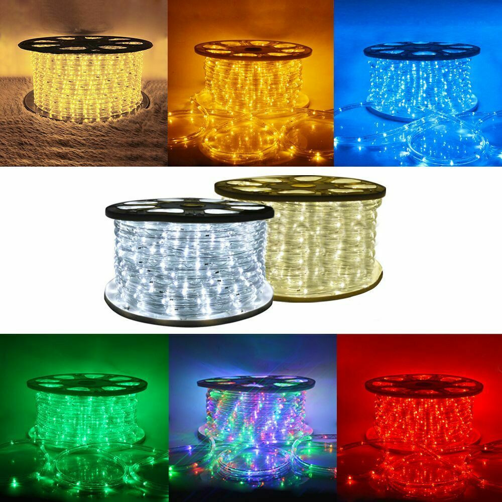 50′ 100′ 150′ 300′ Ft Waterproof LED Rope Light 110V Garden In/Outdoor Lighting
