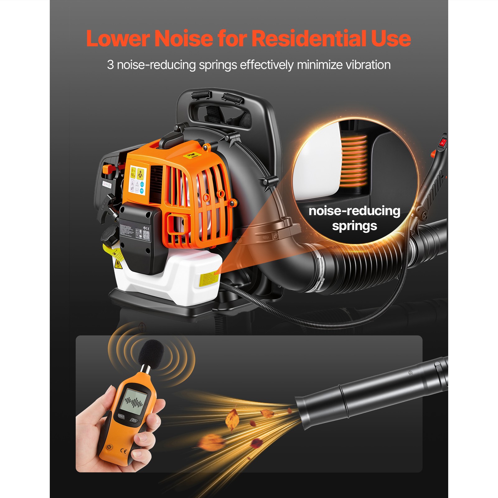 Uimoso Gas-Powered Backpack Leaf Blower, 43CC 2-Stroke, 447CFM, 150MPH