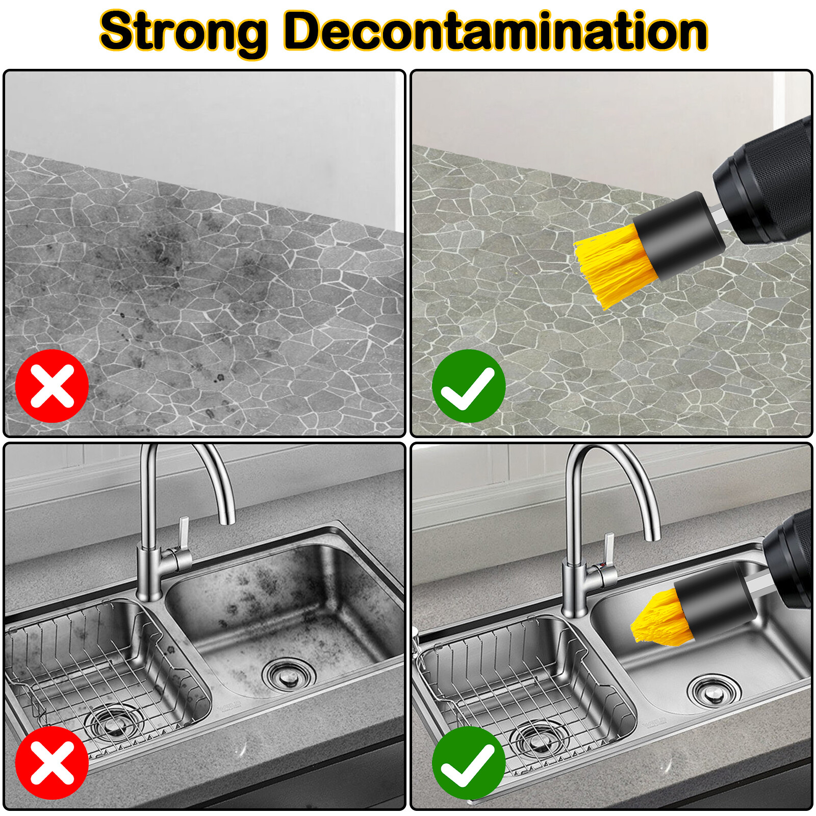 4PCS Drill Brush Attachment Set Power Scrubber For Carpet Tile Grout Cleaning US
