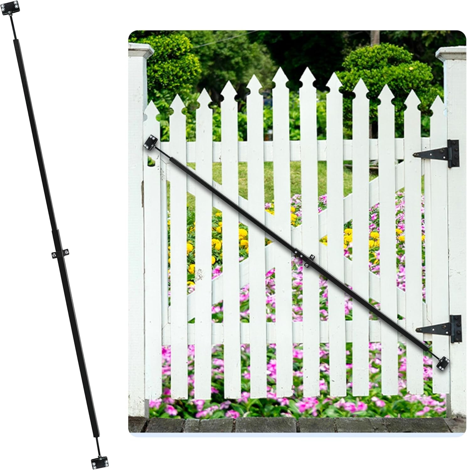 6′ Telescopic Gate Brace – 43″-72″ Adjustable Carbon Steel Anti-Sag Support