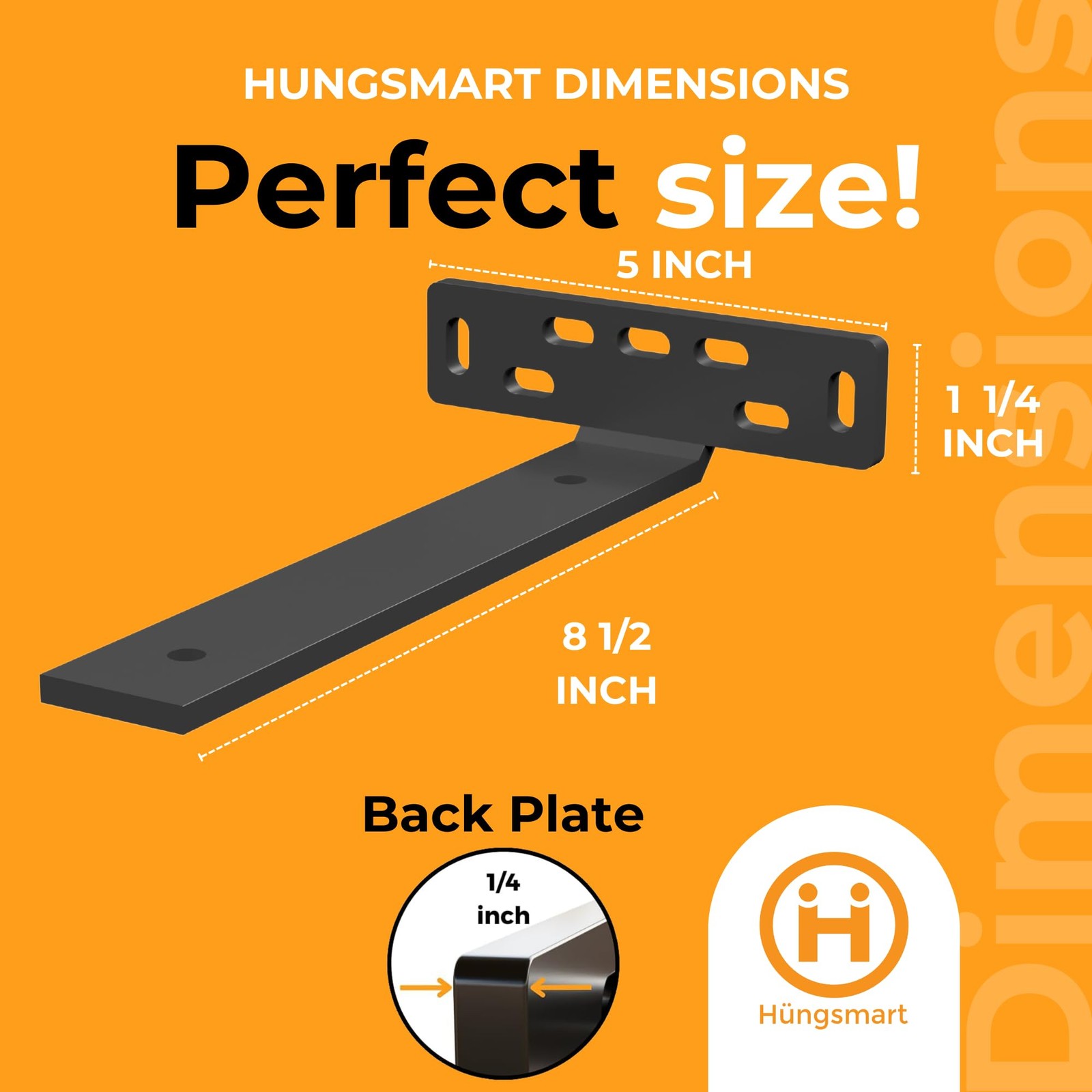Hungsmart 4 x L Shelf Brackets 8.5in D x 5in W x 1.25in H Black – 4 Pack
