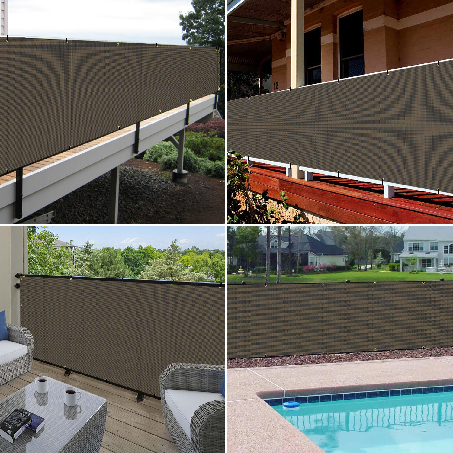 35in Privacy Balcony Screen Brown Fence Screen Patio Deck Fabric Shade Net Cover