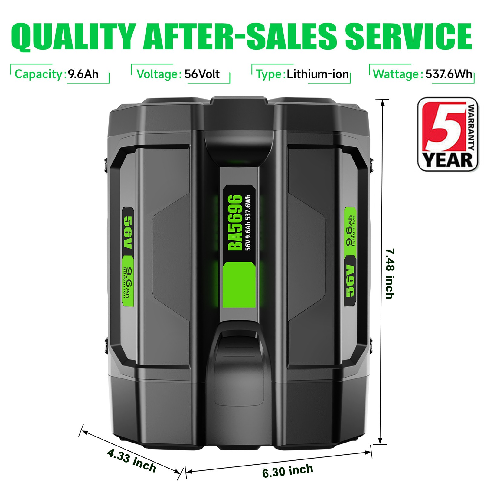 1-4PACK 9.6AH Battery For EGO 56V 56Volt BA1400 POWER Lithium Ion BA2240 BA2800T
