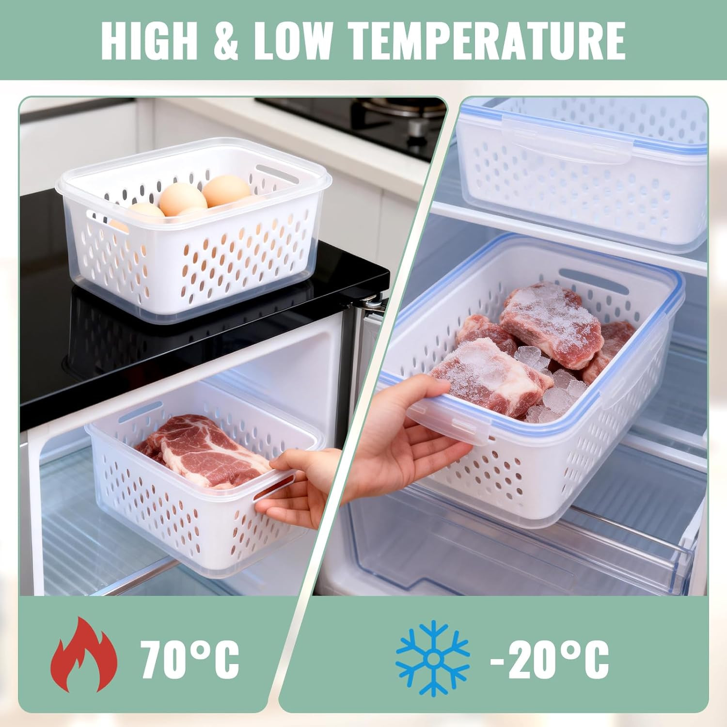 3 PCS Fruit Storage Containers for Fridge Food Berry Storage Container Set with