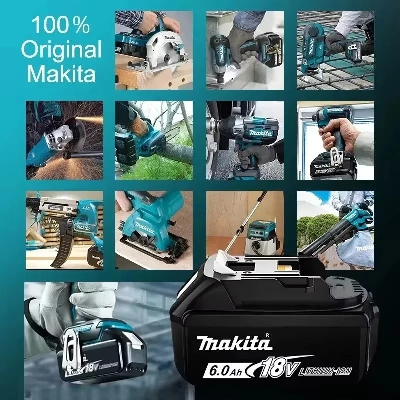 2 x Makita BL1860B-2 18V LXT Lithium-Ion 6.0 Ah Battery – New –