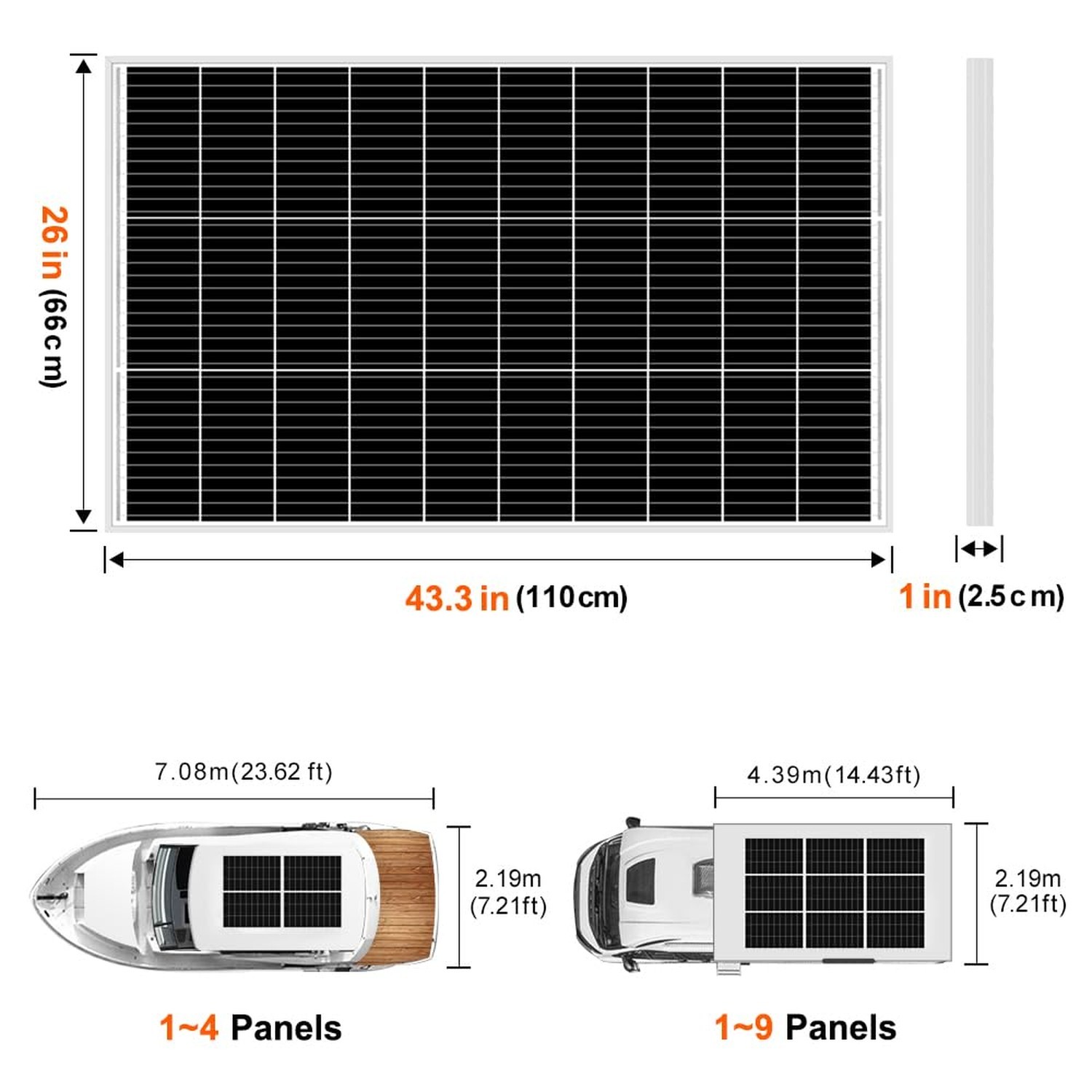 DOKIO Monocrystalline Solar Panel Size 150W 18V for 12V System, Aluminum Fram…