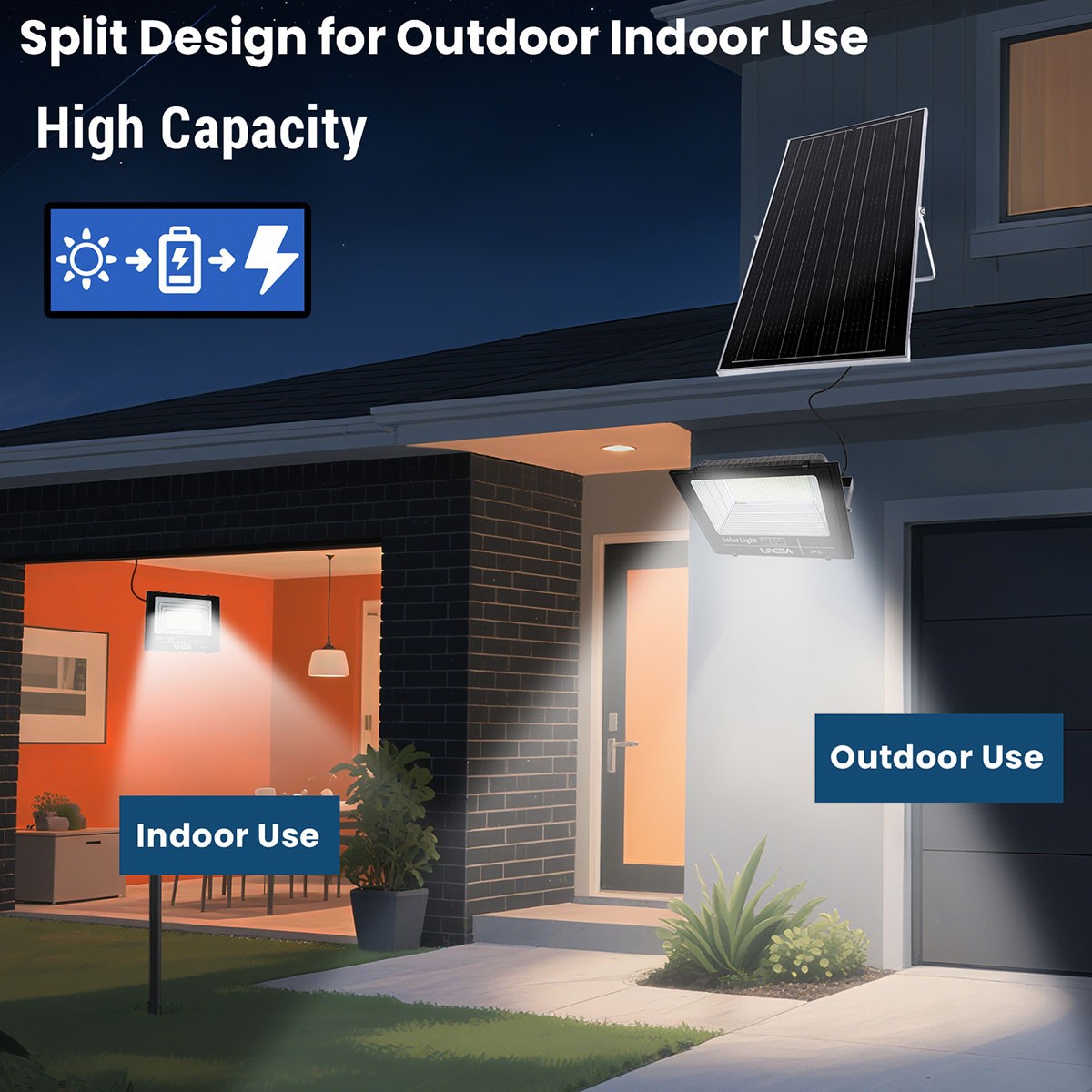 3000W 2000W Solar Lights Outdoor Security Flood Light Dusk to Dawn Solar Lamp