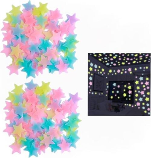 100Pcs Multicolor Glow in The Dark Luminous Stars Fluorescent Noctilucent