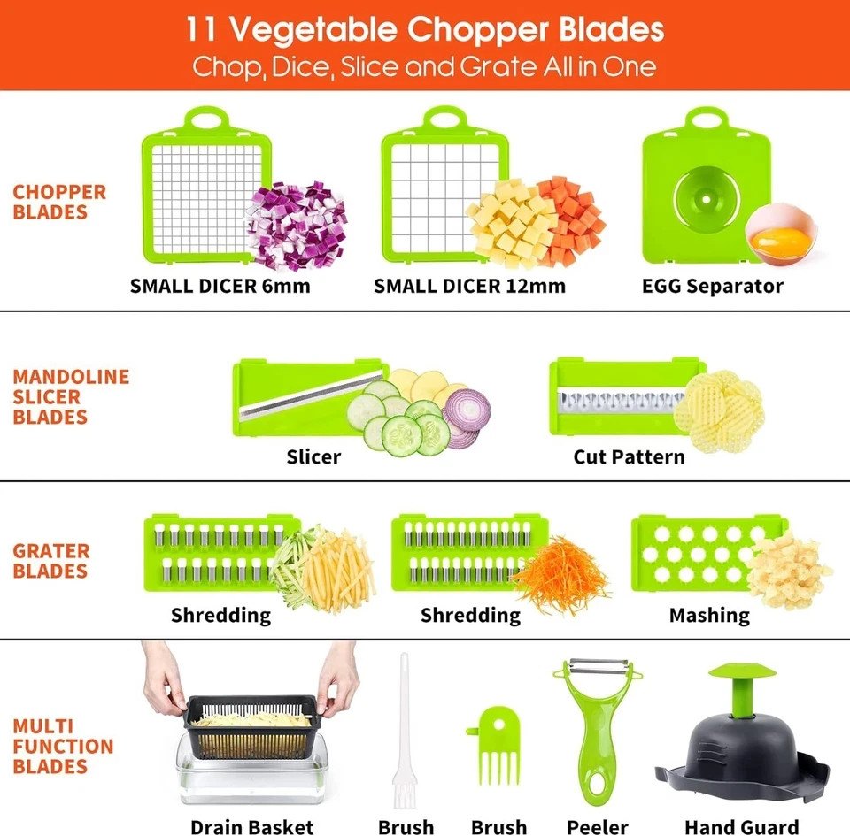 Multi Function 14 In 1 Vegetable Chopper Onion Dicer Fruit Cutter Kitchen Slicer
