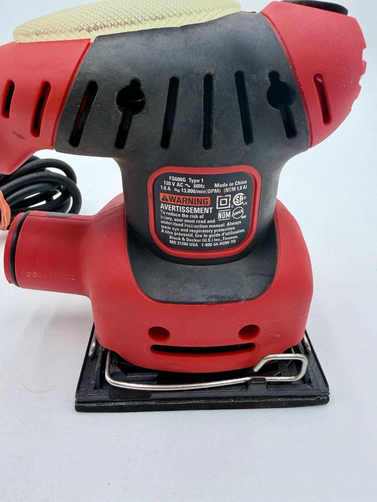Black+Decker FS600G Type 1 1/4 Sheet Finishing Palm Sander Corded W Bag Working