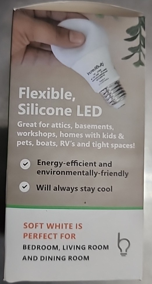 IncrediBulb 60W Soft White Shatterproof LED Bulb Uses Only 7W Silicone A19 NEW