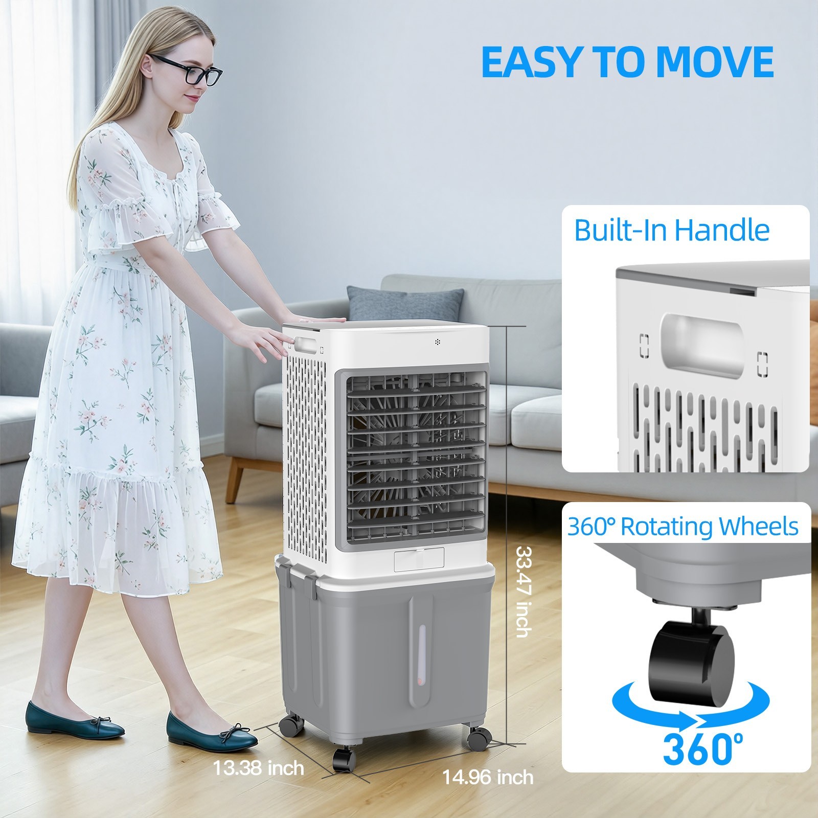 Evaporative Air Cooler Remote Timer 2800CFM Swamp Cooler Fan 10 Gal Water Tank
