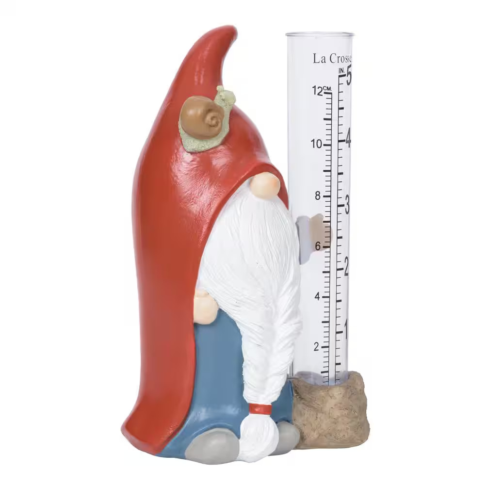 5 In. Table Standing Polyresin Gnome Rain Gauge