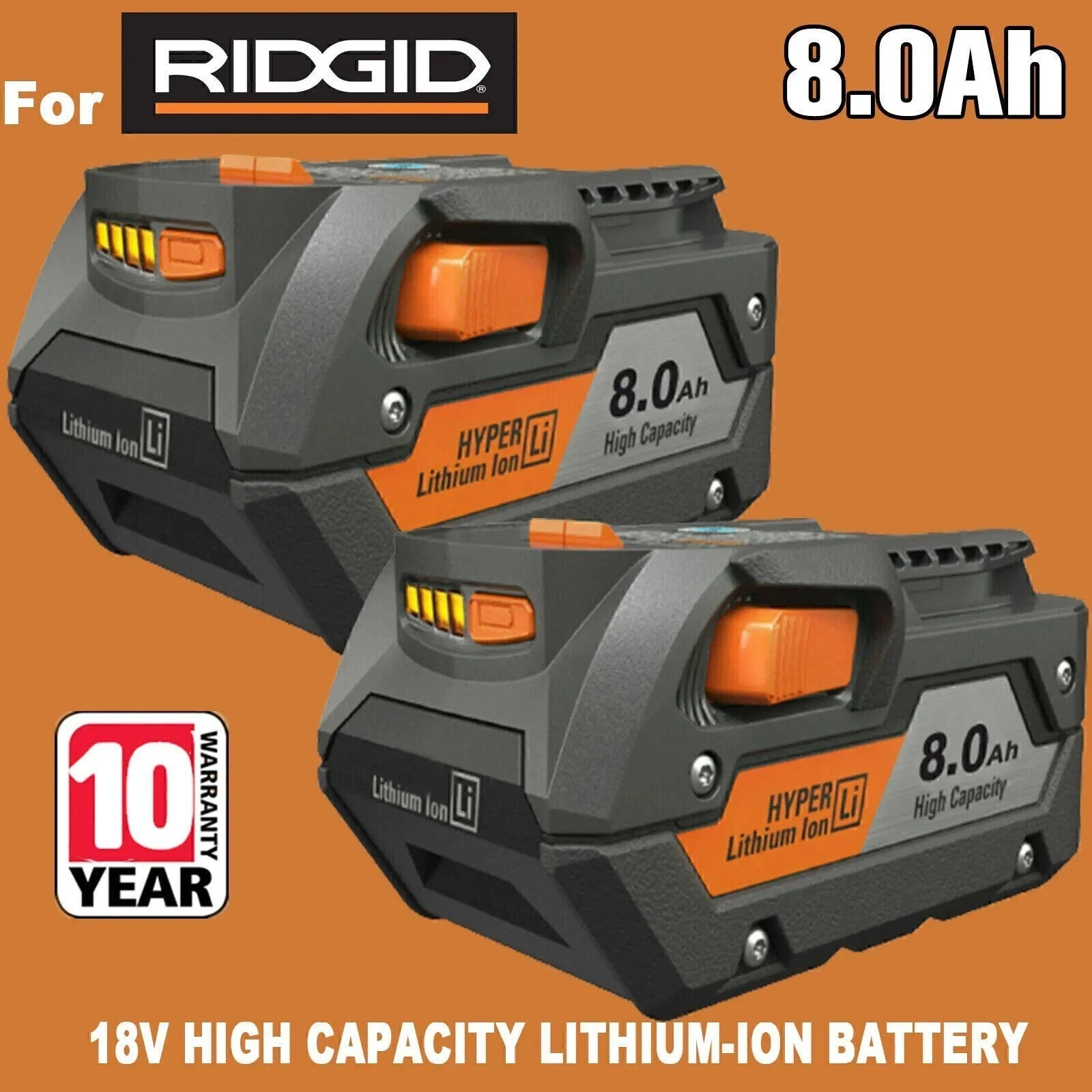 2-PACK R840085 For Ridgid 18V 8.0Ah Lithium-ion Battery Rigid 18Volt R840087 New