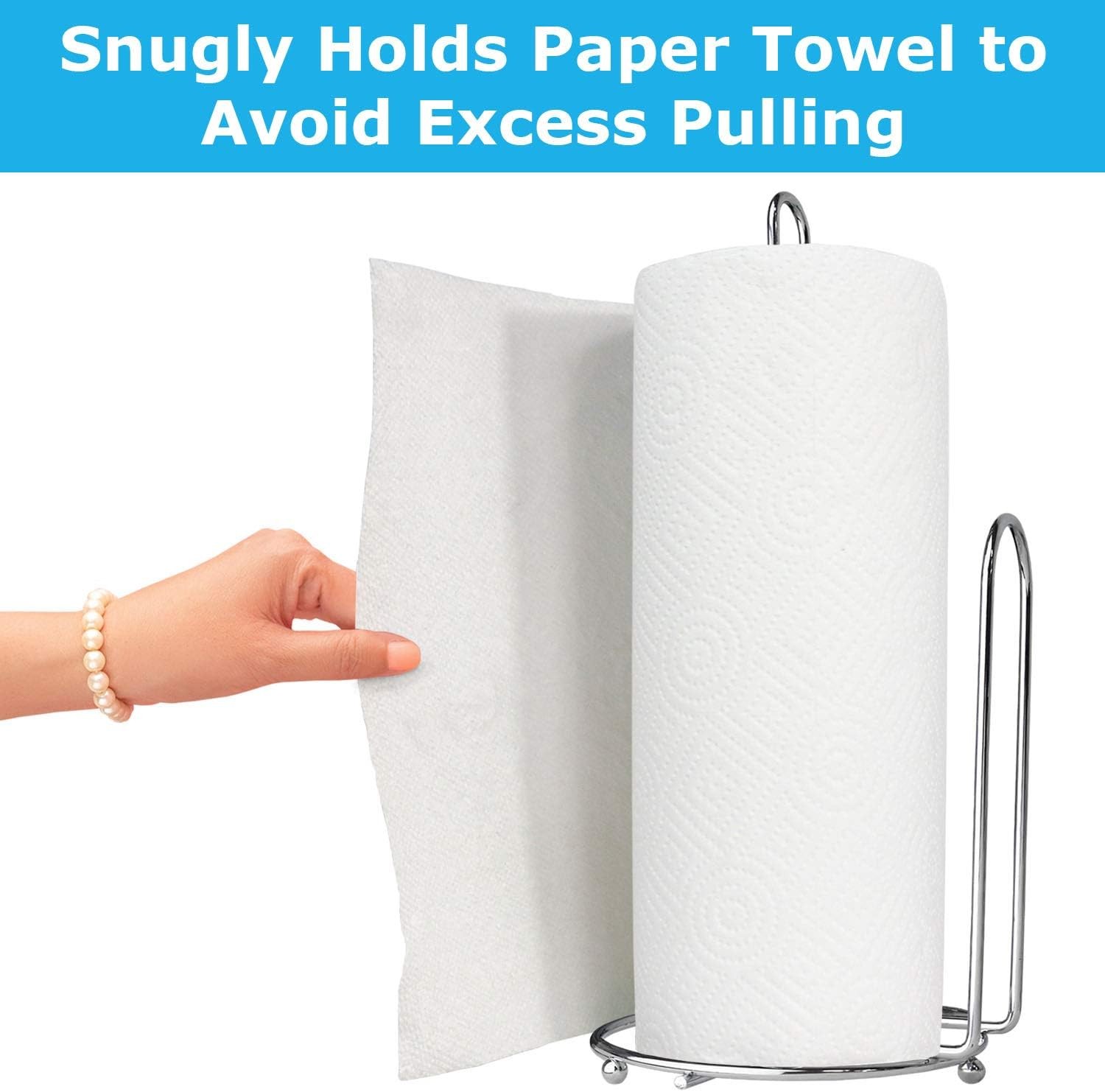 Blue DonutsOne-Handed Tear Paper Towel Dispenser, Modern Chrome Countertop Paper