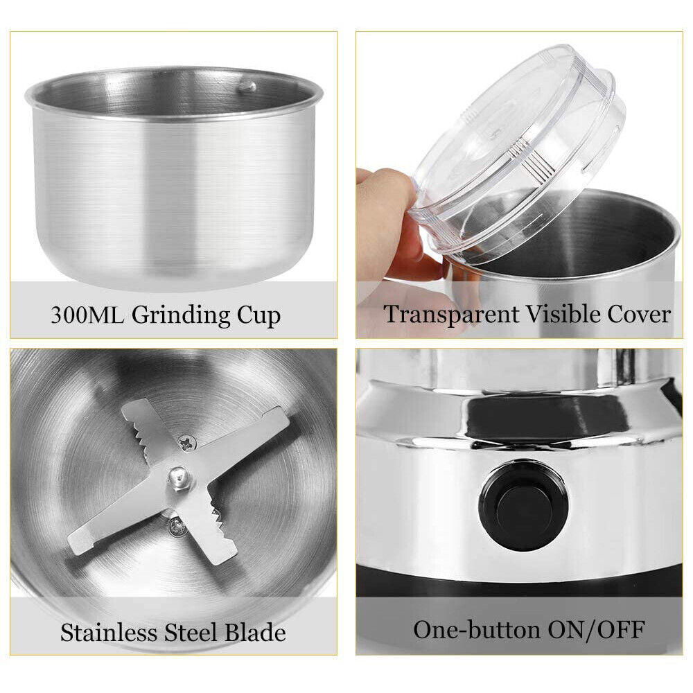 Electric Coffee Bean Grinder Nut Seed Herb Grind Spice Crusher Mill Blender NEW