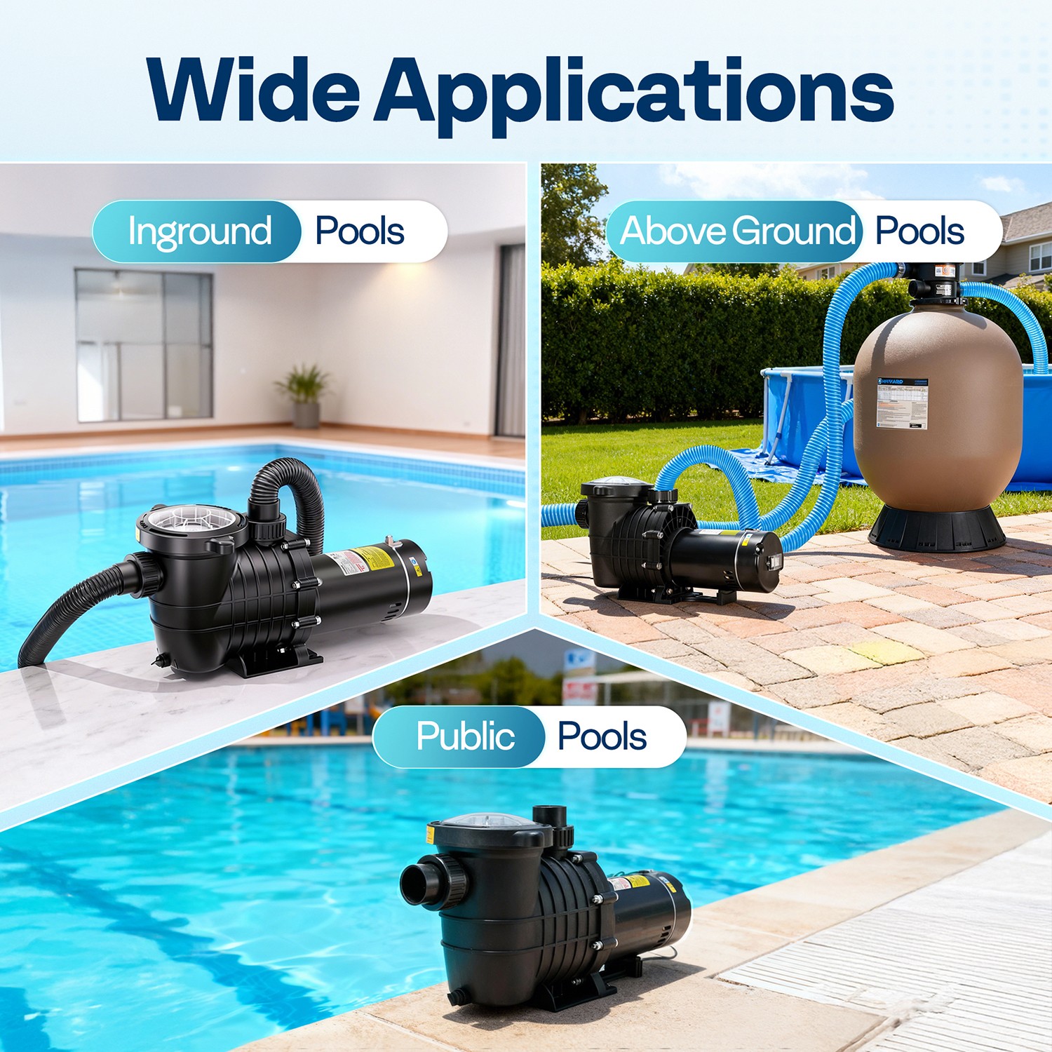 2.0HP Swimming Pool Pump 115V/230V 6800GPH w/ Self-Priming Motor In/Above Ground