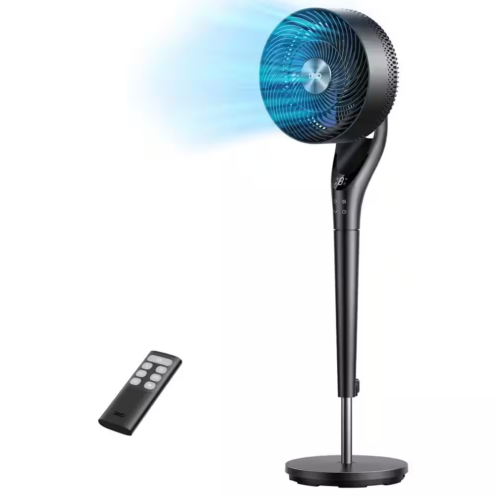 9 In. Air Circulator Pedestal Fan with Remote, 9-Speeds, 37-42In., 2D 120° Oscil