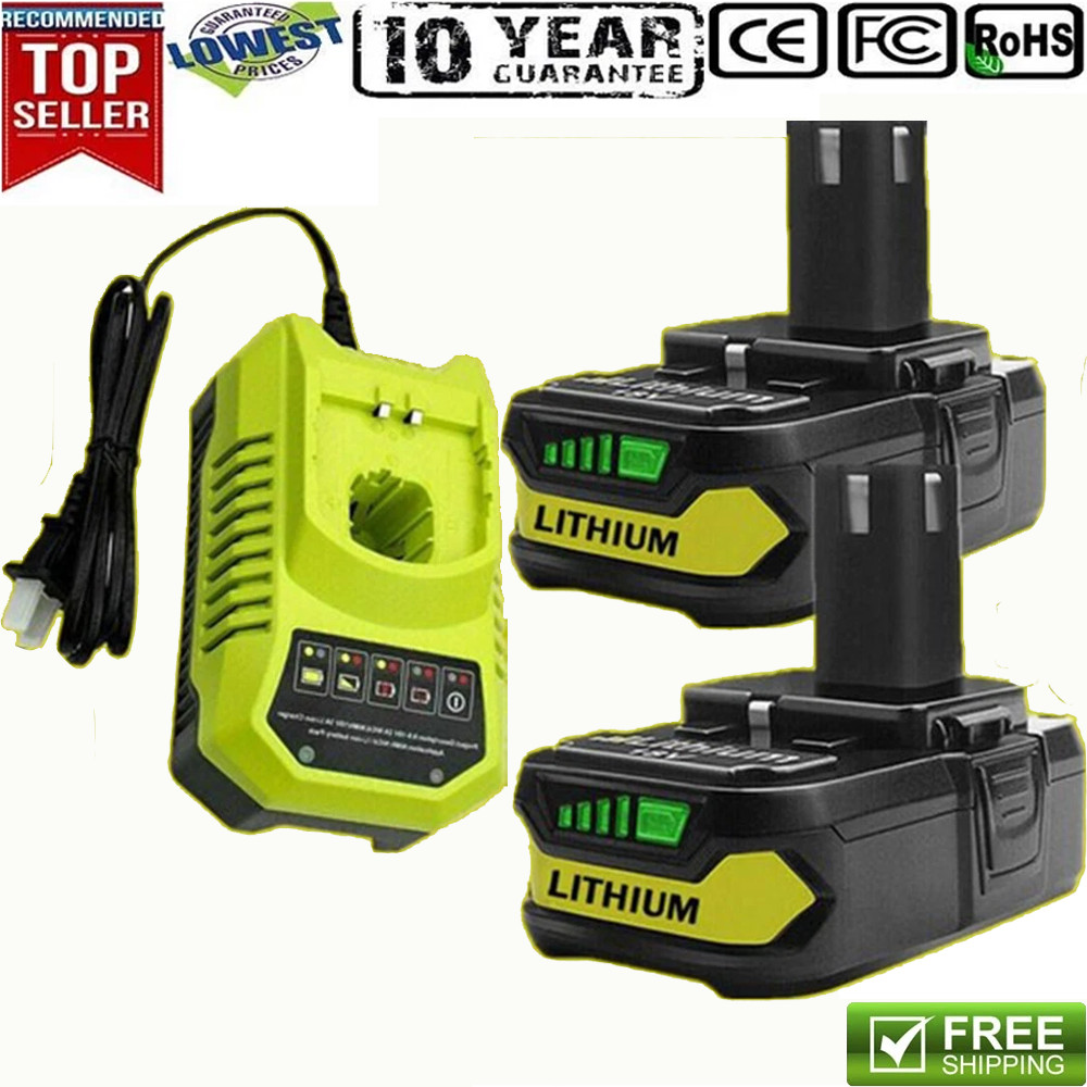 2Pack 18Volt P102 Replace for Ryobi 18V Batteries and Charger Combo for 18 Volt