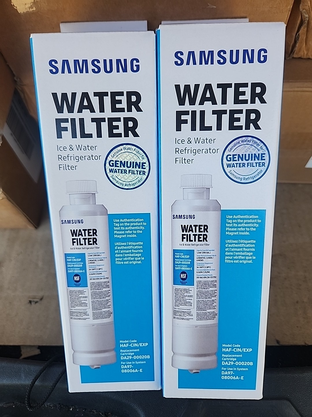 SAMSUNG Genuine Water Filter For Refrigerator, HAF-CIN/EXP/DA29-00020B/Lot of 2