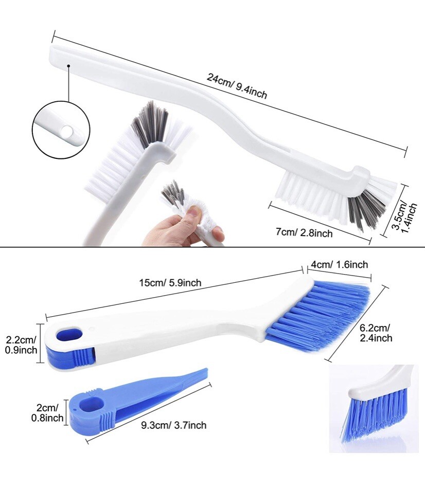 🌟2-Pack Kitchen Scrub Brush Set For Bottles, Dishes, Window, Grout Edges Corner