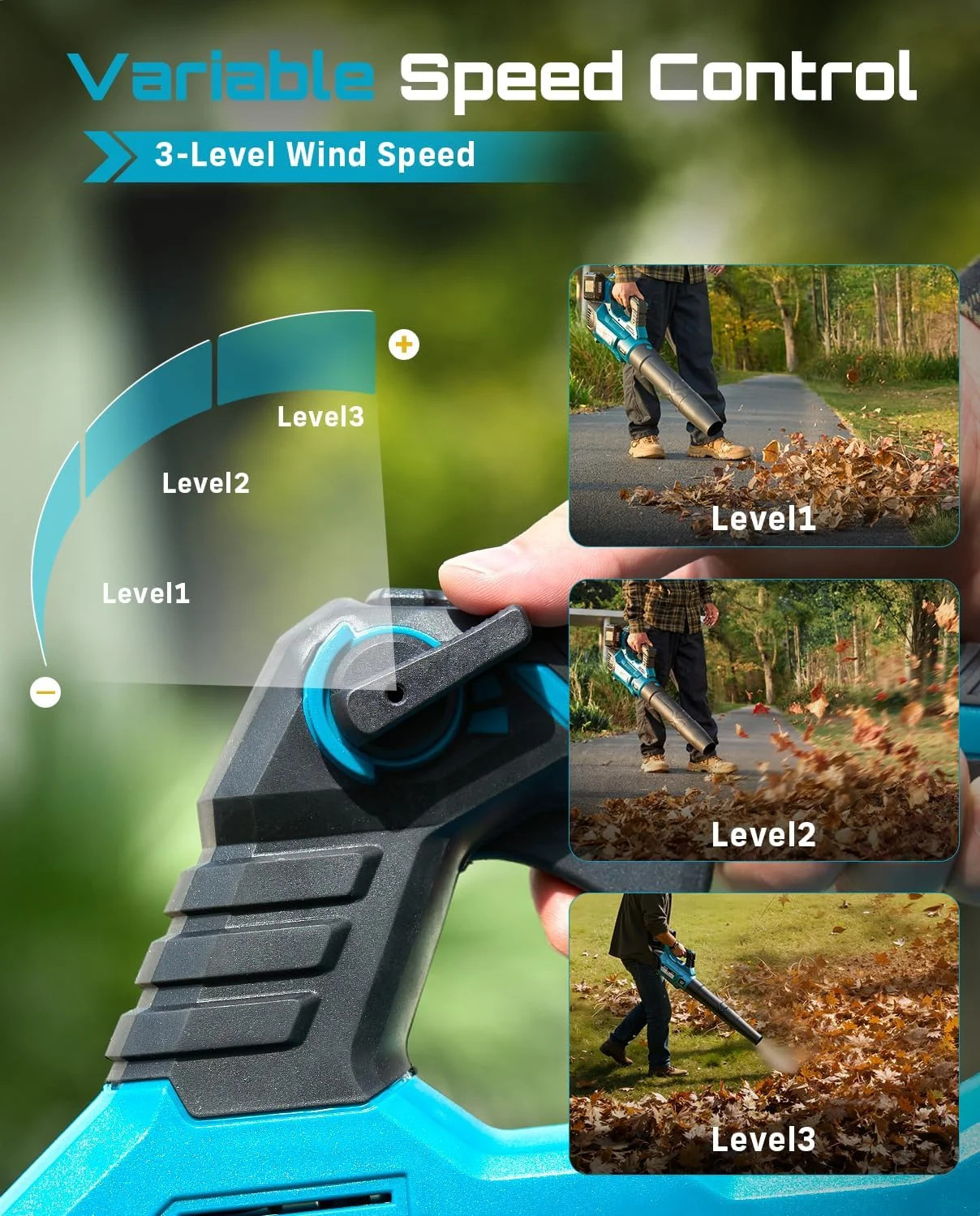 SEESII 650CFM Leaf Blower with 2 x 5.2Ah Batteries, 40V Brushless Motor | 3 Spee