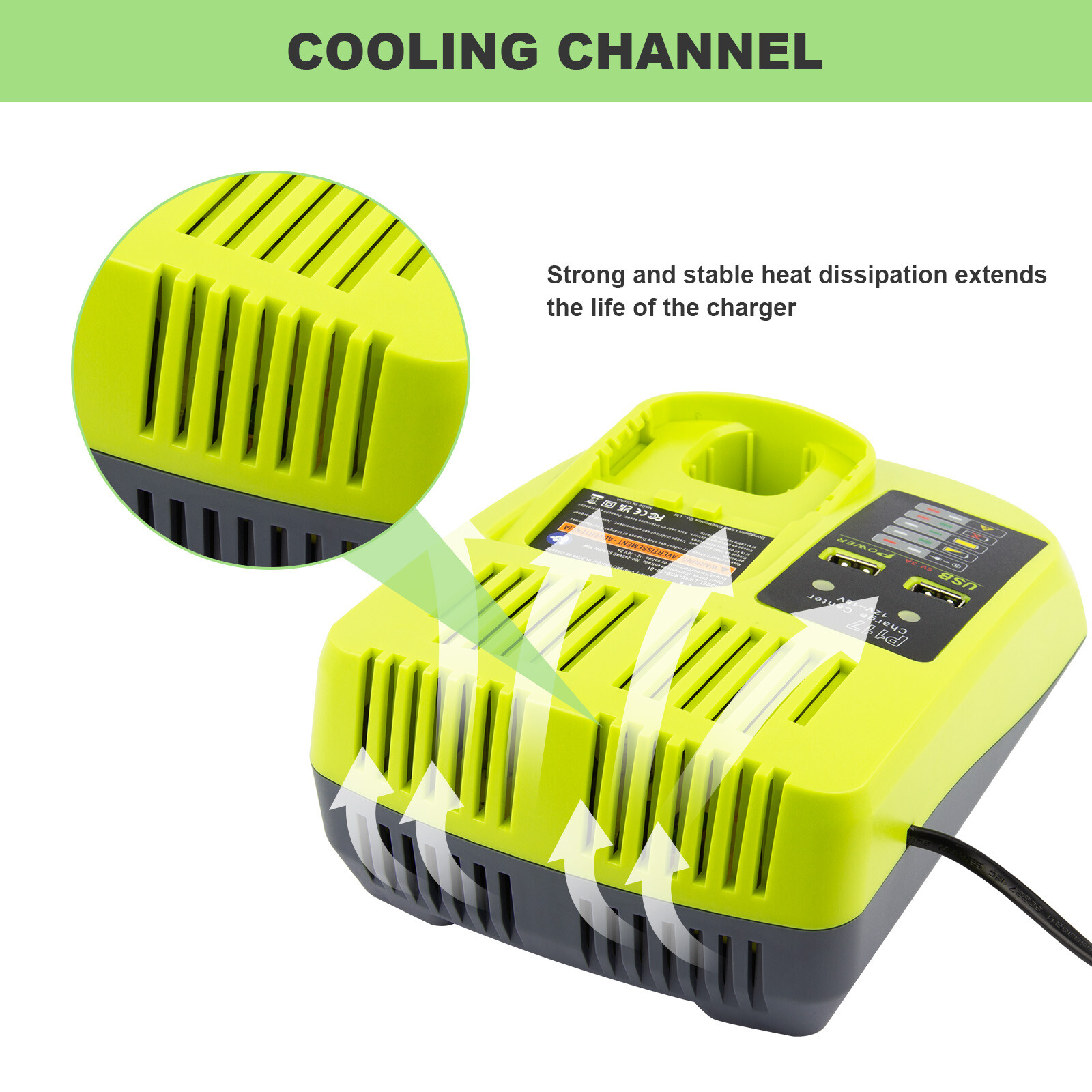 Charger For RYOBI P117 Battery High Capacity 18Volt Lithium-Ion P108 P107 P106
